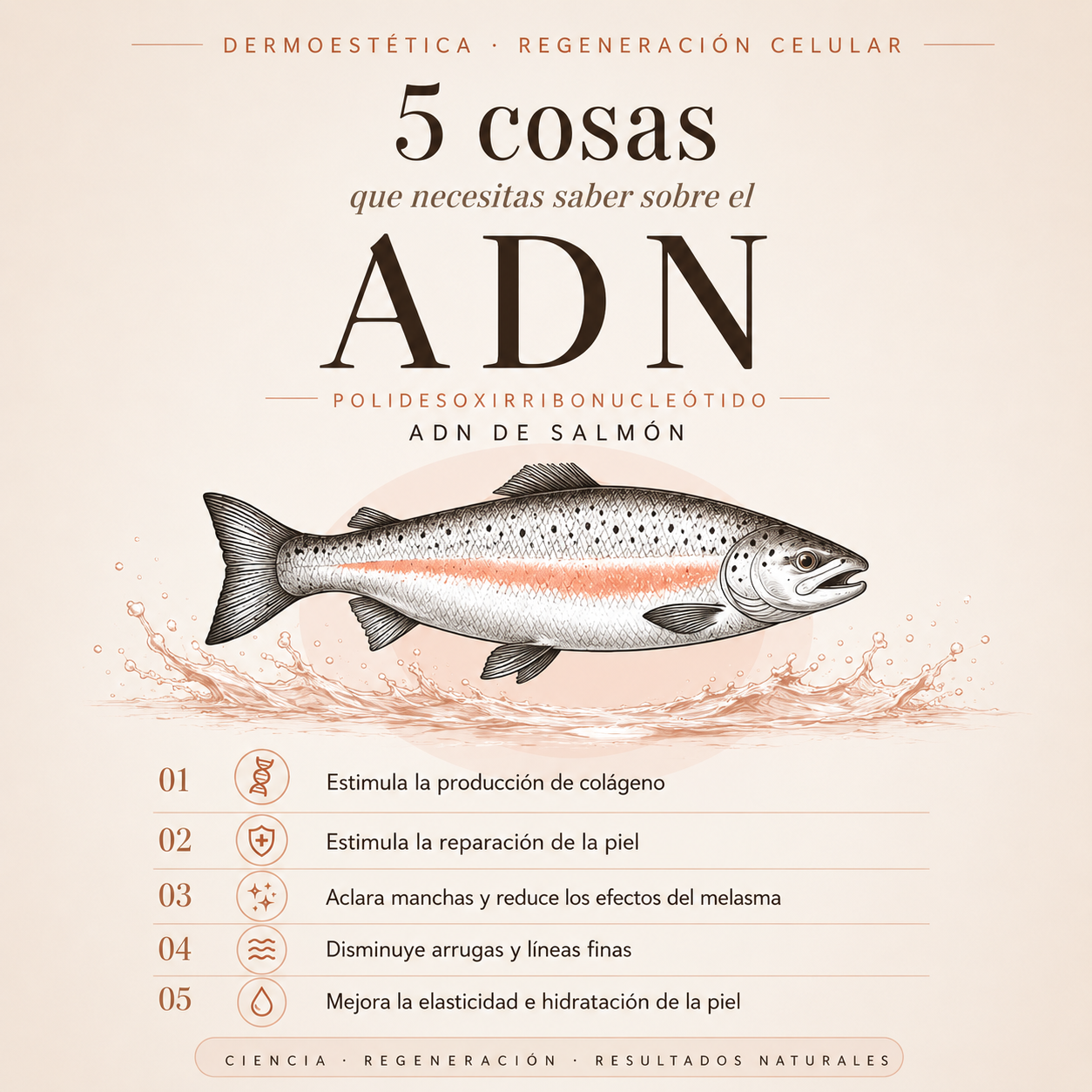 Ilustración de un salmón, origen del polidesoxirribonucleótido usado en el protocolo